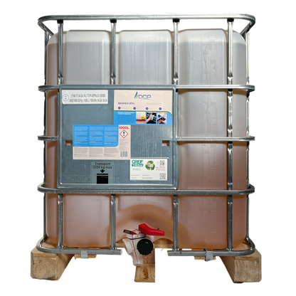 Large industrial storage tank with labels on a white background