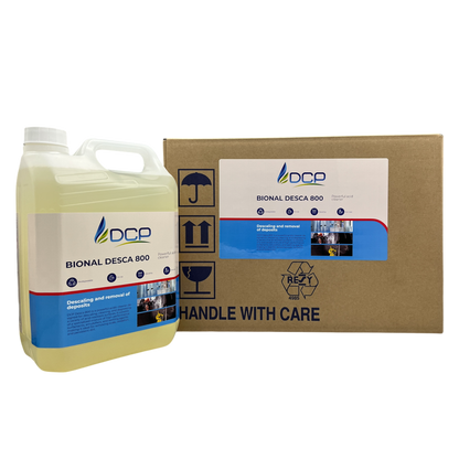 DCP Bional Desca 800 cleaning solution container and packaging on a white background