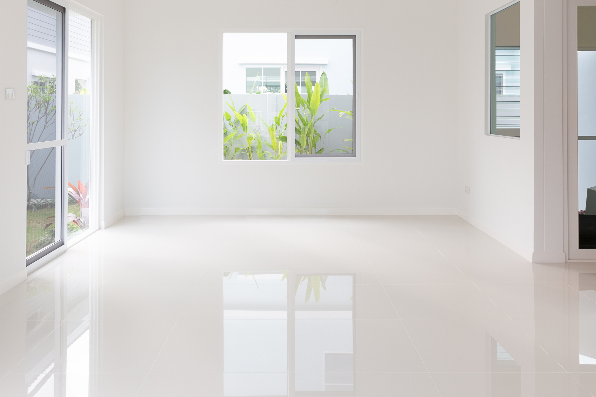 Modern room with large windows and a clean interior