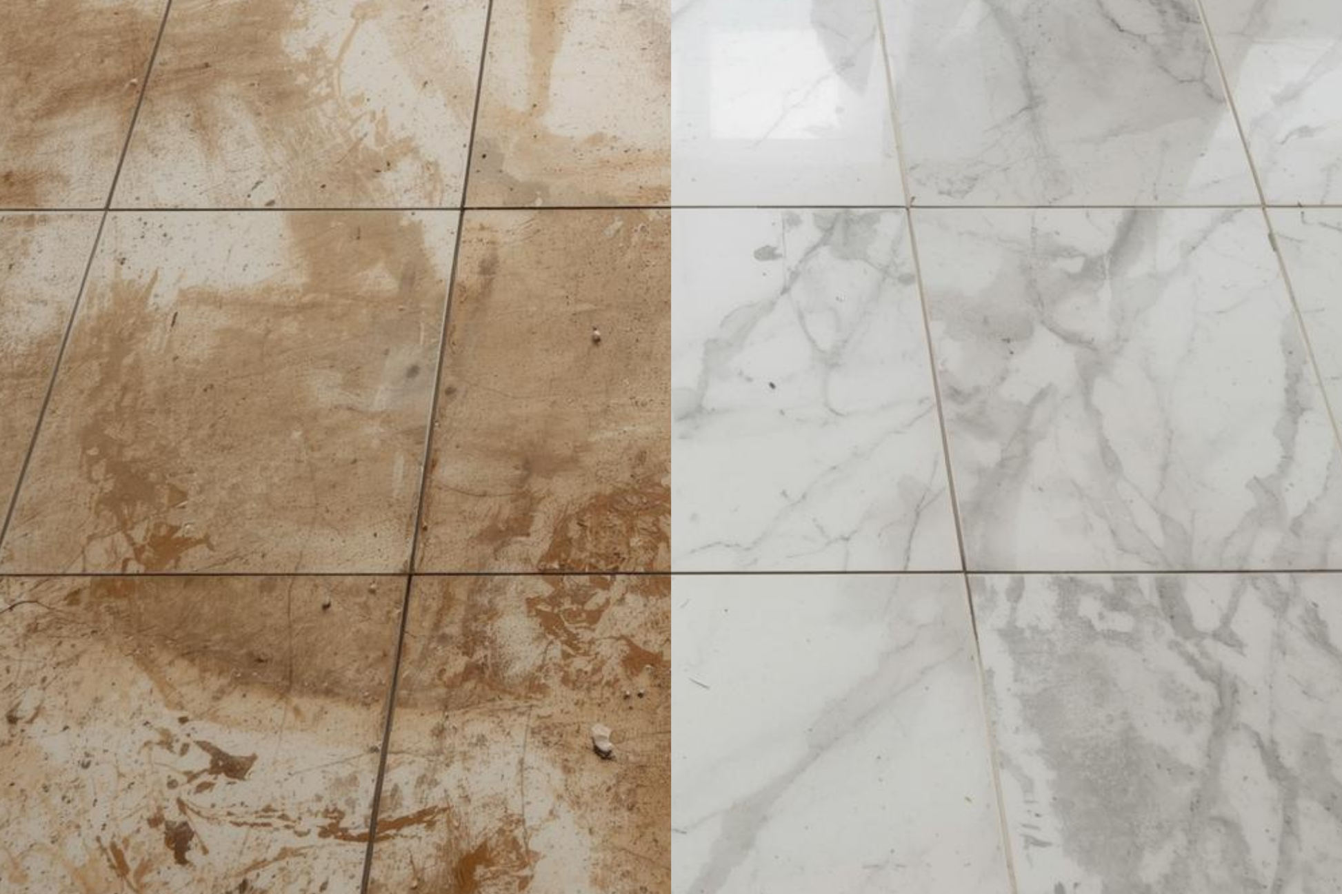 Cleaning marble before and after